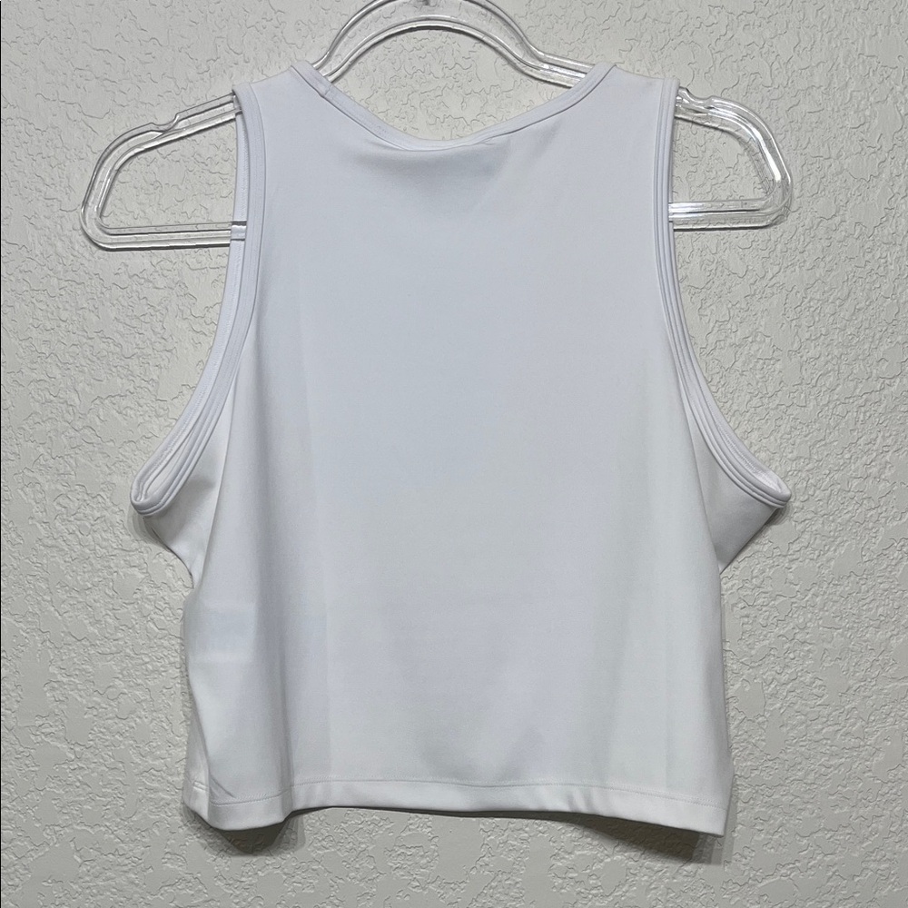 Adidas Originals Women's Size XL White Cropped Tank Top with Black Trefoil Logo - Picture 6 of 7